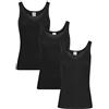 SES Canottiera da Donna, Confezione da 3 Pezzi, con Pizzo, 100% Cotone, Nero, 40