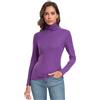 Qaffier Maglia da donna a maniche lunghe, casual, leggera, a collo alto, aderente, termica, a strati attivi