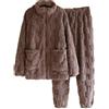Generic Set da casa da uomo in pile testurizzato, tuta in flanella per uomini e donne, giacca con cerniera con tasche e pantaloni, abbigliamento per la casa in peluche per il comfort invernale, set pigiama