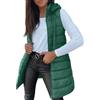 Generic Piumino da donna, invernale, caldo, a metà lungo, senza maniche, con cappuccio, con cerniera, per autunno e inverno, tinta unita, taglia grande, senza maniche, leggera, giacca con tasche, verde, XL