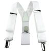 TigerTie, bretelle unisex in piqué, modello a Y, con 3 clip extra forti, regolabili da 82 a 130 cm bianco Taglia unica