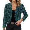 Qzeanxy Giacca Oro Donna Elegante - Comodo Corta Frange Leggero Lunga Maglia Casual con Brillantini Giubbino Glitter Top Paillettes Tailleur