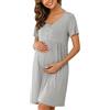 Bresdk Camicia da Notte per Allattamento Donna con Bottoni Estiva Manica Corta Parto Ospedale Morbidi Eleganti Abiti Premaman
