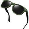 Joopin Occhiali da Sole da Uomo Donna Polarizzati Protezione UV400 Classici Rettangolari Quadrati Vintage Retrò Anni '80 Occhiali da Guida (Montatura Verde Militare)
