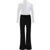 ranrann Camicia da Ballo Bambino con Strass Body Danza Classica Ragazzo Pantaloni Vita Alta per Latino Samba Rumba Balletto Tuta Pattinaggio Artistico Dancewear Bianco 7-8 anni