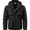 VEMOW Giacca Spessa Inverno Uomo - Cerniera con Cappotto, Foderata in Lana, Cotone Militare Work Coat, con Multi-Tasche Cargo Outerwear