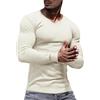 Lehmanlin Maglie Termiche da Uomo a Maniche Lunghe,Intimo Termico Uomo,Maglietta Basica con Scollo a V per Autunno e Inverno, Maglia Termica a Doppia Maglia (Albicocca/L)