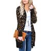II ININ Cardigan da Donna con Scollo a V Lavorato a Maglia a Maniche Lunghe con Bottoni leopardati e Tasche