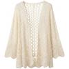 Comebachome Cardigan all'uncinetto da donna - Elegante cardigan aperto lavorato a maglia con scavatura, maglione leggero da spiaggia per l'estate, albicocca, all'uncinetto da donna, maglioni da spiaggia
