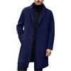 Generisch Cappotto di lana da uomo, lungo, elegante, invernale, da lavoro, da uomo, lungo, invernale, da uomo, per le mezze stagioni, autunno, trench, Blu mare, 4XL