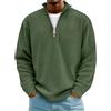Generic DENGJIAMY Felpe da uomo in maglia, magliette classiche da esterno, taglie forti, top autunnali tinta unita, camicie trendy con colletto, maniche lunghe, pullover con cerniera 1/4 per uomo, Verde, 5XL
