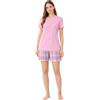 Linclalor Pigiama Donna Brilliamo by 100% Cotone con Pantaloncino scozzese art 475459 - L, Rosa