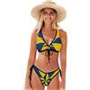 CHIFIGNO Costume da bagno sexy con bandiera ucraina 2 pezzi costume da bagno per donne ragazze, Multicolore, M