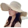 WUODHTW Cappello da donna Floppy a tesa larga estate spiaggia cappello di paglia UPF cappello da sole in paglia cappello da pescatore cappello freddo, Beige 1., Taglia unica