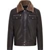 Infinity Leather Giacca da Uomo in Pelle da Camionista con Colletto in Montone Rimovibile