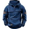 Generic Felpa con cappuccio da uomo con zip a un quarto tattica, militare cargo combattimento bandiera Usa grafica stelle felpa con cappuccio alla moda comoda all'aperto manica lunga, Blu, L