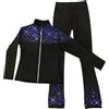 LIUHUO Pattinaggio di figura Pantaloni di Formazione Giacche Ragazze Pile Lucido Colorato Diamante Rag