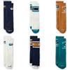 NIKE Calzini Bambino 6PK VARSITY CREW SOCK BN1116, Confezione da 6 (bianco/verde/blu, 4-5 anni)