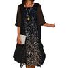 EGSDMNVSQ Vestito Estivo Donna Abito Sciolto Senza Maniche Retro Abiti Lunghi Camicetta Estivi Vestiti Stampato 2 Pezzi Tulle Cardigan+Midi Vestito