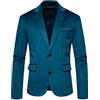 YMING Blazer Casual da Uomo in Velluto a Maniche Lunghe Giacca da Lavoro Cardigan Elegante Aperto sul Davanti Blu XXL