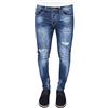 Evoga Jeans Pantaloni Uomo Casual Denim Blu Slim Fit con Strappi