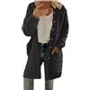 Generic Cappotti invernali in pile da donna 2024 cardigan finto a maniche lunghe aperto sul davanti giacche sfocate con tasche abito in maglia grossa, Nero , XXL