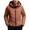 generic Giacca piumino trapuntata invernale da uomo con cappuccio, cappotto imbottito in cotone caldo, giacca leggera antivento per tempo freddo, abbigliamento esterno, cachi, L