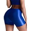 Maeau Pantaloncini corti da donna con olio lucido, elasticizzati, a vita alta, lucidi, per yoga, corsa, fitness, S, M, L