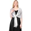 LumiSyne Donna Scialle Stola Metallici Scintillanti Con Fibbia Ad Anello Tinta Unita Glitter Nappe a Frange Foulard Lunga Leggero Stola Elegante Per Abito Da Sera Sposa Matrimonio Cerimonia Festa