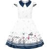 BlackButterfly Vestito Bambina Olivia Stampa Cuori | Gonna a Pieghe, Maniche ad Aletta, Colletto Tondo a Contrasto, Fantasia sul Fondo, Foderato, 3-14 Anni
