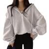Juankrynord Felpa con Cappuccio Sportiva da Donna Y2K con Scollo a V Stile Harajuku Oversize Stile Streetwear Pullover Casual Oversize con Scollo Tondo e Maniche Lunghe
