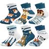 Queenshin 6 Paia Calzini Bambino Bambini Calze Ragazza Modello Animale dei Cartoni Animati Blu Calzini Caviglia Morbide Regalo 9-14 Anni Taglia 32-38