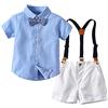 Angel ZYJ Bambino Elegante Camicia Manica Corta con Tie + Pantaloncini Tinta Unita con Cinturino Tuta Bimbo Cerimonia 0-4 Anni Completo Estate Primavera 2 Pezzi Tute Cotone Ragazzo