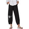 Generico Pantaloni Lino Donna Pantaloni di Lino Donna Boho Estivi Cotone Leggero Curvy Bambino Harem Palazzo Mimetici Leggins Leggeri Uomo Eleganti Pigiama Estivo Pinocchietto Trasparenti Palestra