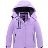Wantdo Montagna Giacca Sci Bambina Impermeabile Giubbotto | 10000mm Impermeabile, Traspirante, Antivento, Fodera in pile, Cappuccio rimovibile, 3 Tasche con zip, Snowboard, Sci &Outdoor