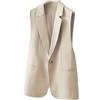 CGZWFERA Gilet Donna Elegante,Gilet Da Donna Senza Maniche, Blazer Da Ufficio, Completamente Foderato, con Un Bottone, Giacca con Tasche, Revers A Lancia, Casual, Formale, Estivo, Soprabito Beige Xs