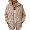 Generisch Giacca trapuntata leggera da donna con colletto alto, giacca per le mezze stagioni con motivo a onde, giacca alla moda con bottoni automatici per l'autunno, Stil_n06 Bianco, XXL