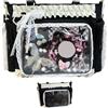 Monetais ITA Bag - Borsa con Spilla Giapponese in Nylon con Volant in Pizzo Kawaii, Borsa a Tracolla Regolabile con Display Trasparente Laterale e Frontale Nera