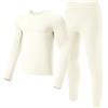 gagli Set termico da uomo con pile e fori per il pollice, biancheria intima da sci invernale lunga termica, bianco, M