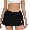 IHCEMIH Pantaloncini da bagno da donna con coulisse con gonna con slip da donna per nuoto spiaggia gonna a fessura modesto costumi da bagno tankini abiti avvolgente per donna UK, Nero , M