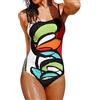 Lulupi Costume da bagno intero da donna, colorato, con push up, monokini, a righe, modellante