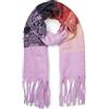 styleBREAKER Sciarpa a maglia tessuta da donna con motivo a strisce screziate e lunghe frange spesse, inverno caldo, stola 01017146, colore:Lilla-Bordeaux-Nero
