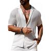 babao Camicia a Maniche Corte Lavorata all'Uncinetto da Uomo Camicia Casual Lavorata a Maglia abbottonata da Uomo Cardigan in Maglia scavata