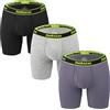 ZUOLAIYIN Boxer da uomo, morbidi, traspiranti, comodi, con gambe lunghe, (8496) Confezione da 3: nero-grigio-grigio scuro, M