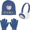 Disney Frozen Cappello, Guanti e Paraorecchie per Ragazze, Berretto Invernale per Bambina Design Scintillante, Regalo per Bambine | Blu