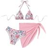 MUNSKT Bikini Donna Mare, Top Bikini, Slip A Triangolo E Copricostume, Set Bikini 3 Pezzi per Spiaggia, Piscina E Vacanze