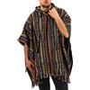 loudelephant 100% INTRECCIATO GHERI Cotone Messicano stile Poncho con cappuccio - Marrone, Verde & Navy