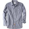 Dubinik® Camicia Uomo Chambray Lavoro Cotone Bottone Manica Lunga Due Tasche Casual