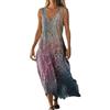 Gienslru Vestiti Donna Estivo 2026 Eleganti Vestito Lino Abito Senza Maniche a V Boho Chic Taglie Forti Comodo Fresco Abiti Lunghi Spiaggia Mare Curvy Abbigliamento con Tasche Casual Dress Copricostume