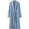 Foweknow Accappatoio da uomo in cotone, vestaglia kimono, lungo, leggero, per uomo, primavera, autunno, pigiama, casual, confortevole, biancheria da notte, Azzurro, XL